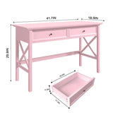 Lewahom Writing Computer Desk with Drawers, Cute Modern Table for Bedrooms, Pink Vanity Table Office Desk with Drawers, Home Computer Desk for Girls Living Room Entryway, Pink Lewahom