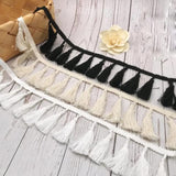 Yulakes 5 Yards Cotton Curtain Fringe Trim Quality Tassel Trimming Lace Fabric Ribbon Sewing Pom Trim Tassel Pompoms Trim Ball Fringe Embroidery Garment Fabric Handmade Accessory 7CM Wide (White) Yulakes