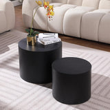 WILLIAMSPACE 18.9" Black Nesting Coffee Table Set of 2, Modern Black Round Coffee Tables Circle Side Table for Small Space, Accent End Table Set, No Assembling, Matte Black WILLIAMSPACE