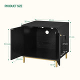 Hzuaneri Cat Litter Box Enclosure, Hidden Litter Box Furniture, Wooden Pet House Side End Table, Storage Cabinet Bench, Fit Most Cat and Litter Box, Living Room, Bedroom, Black and Gold CB81204G Hzuaneri