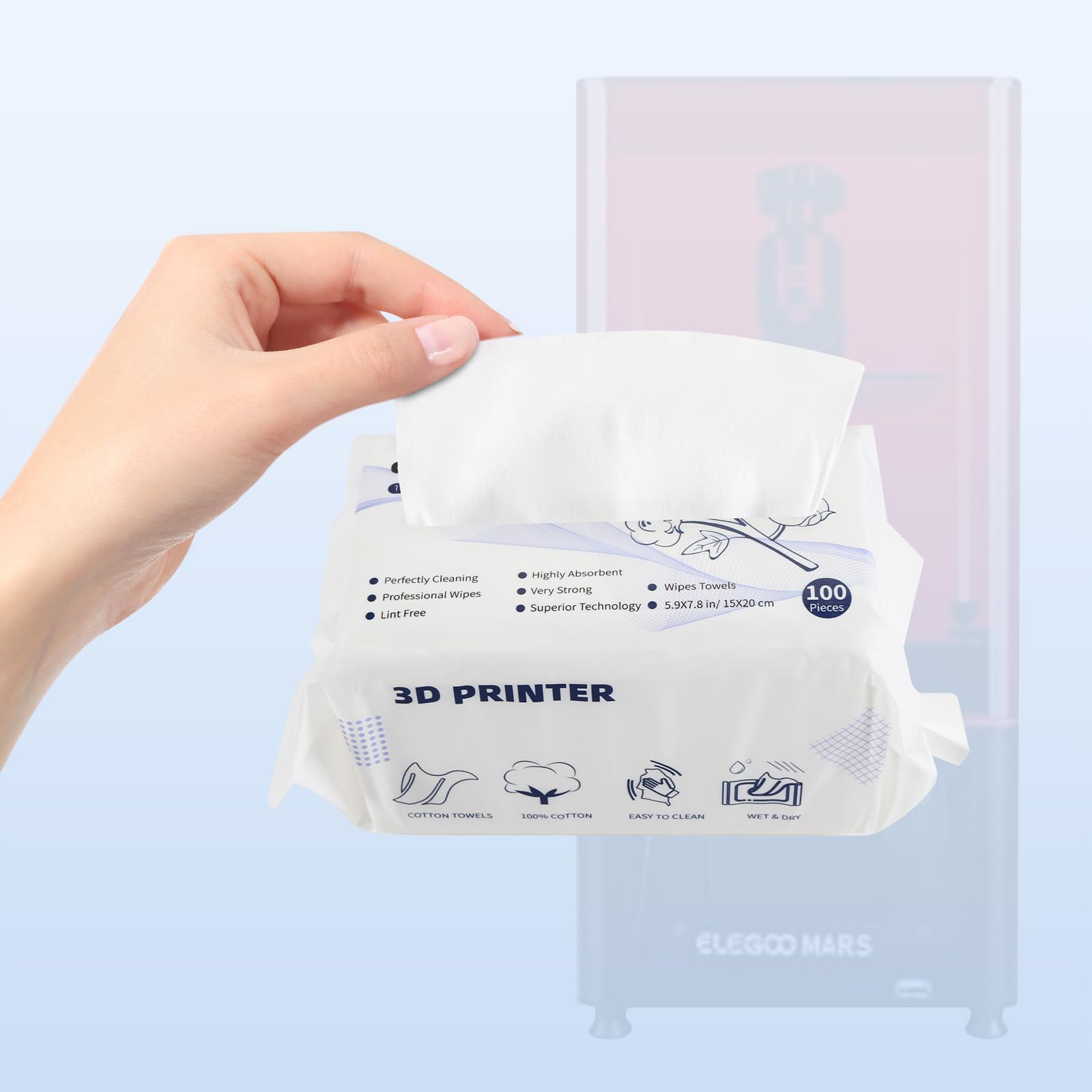 FYSETC Resin 3D Printing Cleaning Wipes - Upgrade Dry-Wettable Wipers: Ultrasoft Large Size Clean Up Tool for Silicone Slap Mat 405nm UV Resin Curing Machine Vat Tank Funnel Washing Bucket Pr - WoodArtSupply