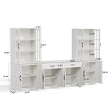 VOWNER 95" TV Stand for TVs up to 75", 4-Piece TV Hutch with Cabinets, Entertainment Center with Bookshelves, Modular TV Console for Living Room, 2D+2F (White) VOWNER