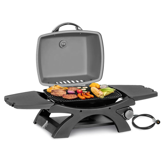 MASTER COOK Tabletop Gas Grill, 11500 BTU Portable Propane Grill Outdoor with Removable Side Shelves for BBQ Camping Patio Backyard