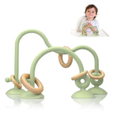 oiimllby Baby Teething Toy, High Chair Suction Cup Toys for Infant Toddlers 0-6M, Food Grade Silicone Teether, Educational Parent-Child Baby Toys, Montessori Sensory Toy for Babies 6-12Months (Green) oiimllby