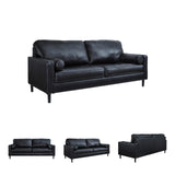 Signature Design by Ashley Bryceview Contemporary Leather Match Tufted Sofa with 2 Bolster Pillows, Black Signature Design by Ashley