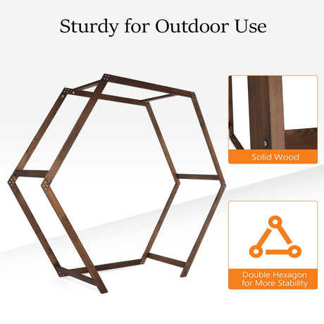 VINGLI Wooden Wedding 7FT Arbor, Wedding Arch for Ceremony, Heptagonal Photo Backdrop Stand for Parties, Garden Decorations, Backyard VINGLI