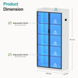 Lvifur 66" Tall Storage Cabinet, LED Kitchen Pantry Cabinet with Human Body Induction, 5 Tier Bookcase Display Cabinet with Adjustable Shelves for Living Room Office (White) Lvifur