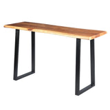 The Urban Port Tup 195122 Industrial Wooden Live Edge Desk with Metal Sled Leg Support, Brown and Black TUP THE URBAN PORT