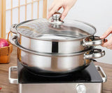 Steamer for Cooking, 18/8 Stainless Steel Steamer Pot, Food Steamer Steam Pots with Lid for Cooking Vegetables, Seafood, Soups, Stews and Pasta 10.9 x 6.1 inch LCPUD