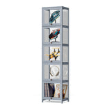 Athena Collection Curio Display Cabinet, 5-Tier Acrylic Display Shelf 68” Tall Display Case for Trophy Figures Curio Collectibles Display Shelves for Living Room Bedroom, Grey Athena Collection
