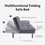 Opoiar Futon Sofa Bed Twin, Memory Foam Couch Bed with Mattress and Frame Included,Comfortable Grey Fabric Loveseat Sleeper Sofa for Dorm Apartment Office College Small Space Bedroom Opoiar