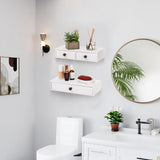 Yesland 2 Packs Floating Nightstand with Drawer - Rustic Wood Floating Wall Mounted Drawers Floating Shelf with Drawer for Living Room, Bedroom, Kitchen, Wall Decor, Storage, Display - White Yesland