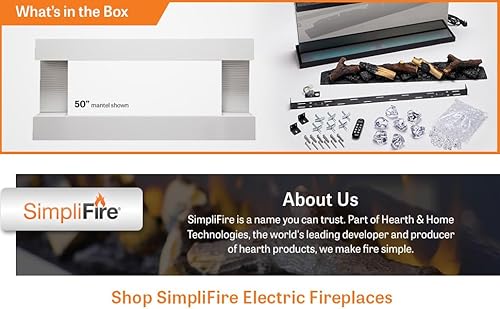 SimpliFire Format 36-Inch Wall Mount Electric Fireplace with 50-Inch Floating Mantel (SF-FORMAT36-SF-FM50-WH) SIMPLIFIRE