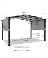 GarveeLife 12 x 9 Ft Outdoor Arched Pergola, Metal Pergola with Retractable Canopy, Arched Style Gazebos for Backyards, Lawn, Patios (Gray) GarveeLife