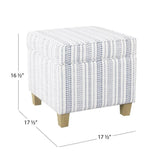 HomePop Home Decor | K7342-F2359 |Classic Square Storage Ottoman with Lift Off Lid | Ottoman with Storage for Living Room & Bedroom, Blue Stripe Large HomePop