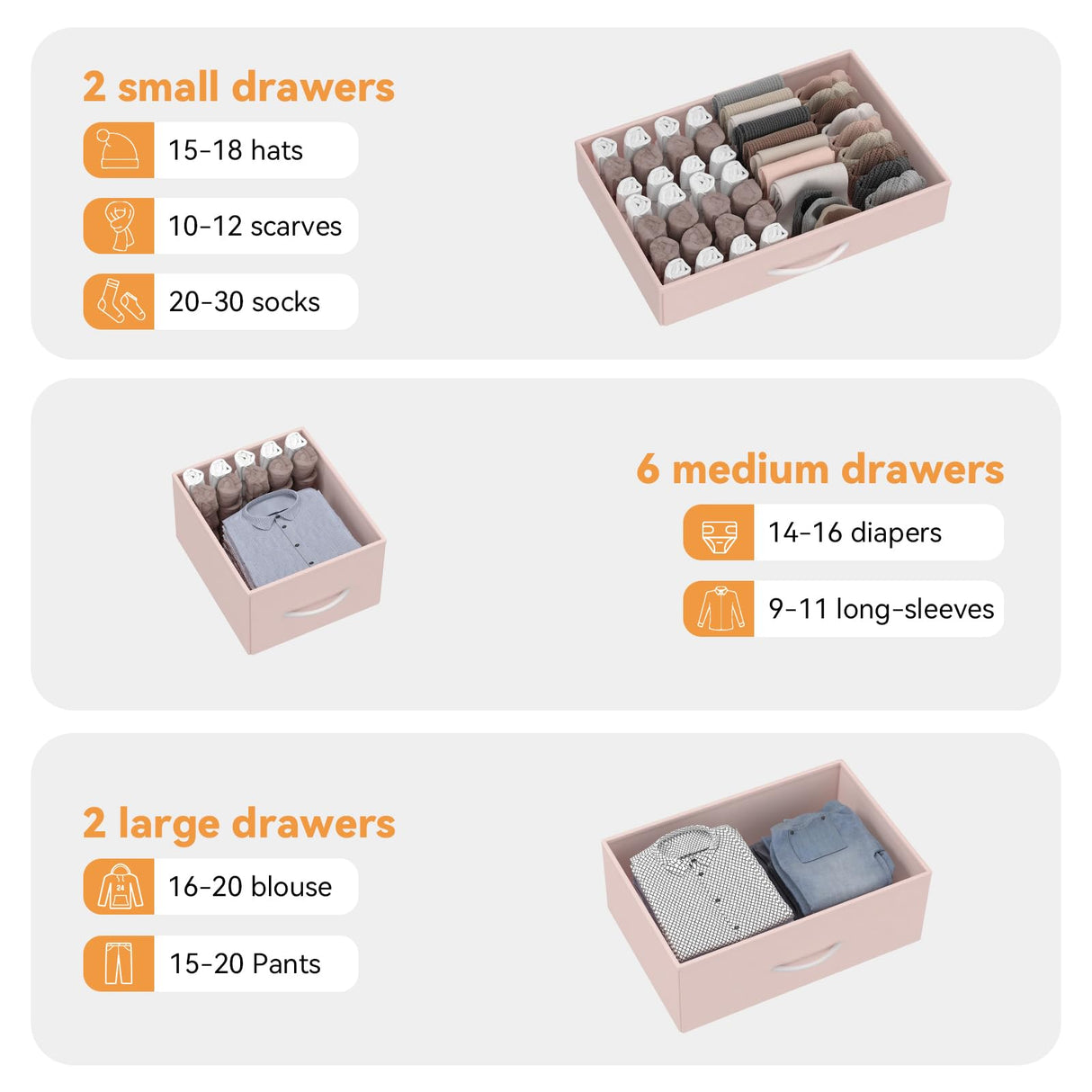 Jojoka Wide Dresser with 10 Large Drawers for 55'' Long TV Stand with Power Outlet Entertainment Center, Storage Fabric Drawer Unit for Bedroom, Closet, Entryway, Sturdy Metal Frame, Pink Jojoka