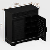 ChooChoo Shoe Cabinet with Doors, 4-Tier Shoe Storage Cabinet with Drawer and Shelves, Wooden Shoe Rack Organizer for Entryway, Hallway, Closet, Black ChooChoo