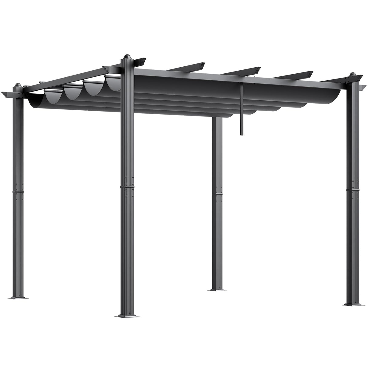 VEVOR 10'x10' Outdoor Retractable Pergola with Canopy, Aluminum Pergola with Retractable Canopy, Modern Pergola with Sun Shade Canopy for Patios, Gardens, Decks, Backyards (Gray) VEVOR