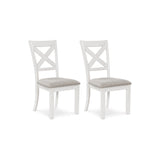 Signature Design by Ashley Robbinsdale Casual Upholstered Solid Wood Dining Chair with Nailhead Trim, Set of 2, White & Light Gray Signature Design by Ashley