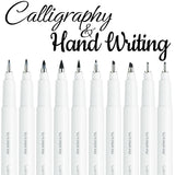Ohuhu Calligraphy Pens, Brush Chisel Fine 10 Size Tips Pigment Black Ink Hand Lettering Pens Calligraphy Brush Markers for Beginner Handwriting Cardmaking Sketching Drawing Illustration Bullet Journal Ohuhu