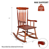 VINGLI Solid Wooden Rocking Chair, Outdoor Rocking Chair with Higher Backrest, Patio Rocker with Comfortable Seat, All Weather Rocking Chair for Garden, Yard, Balcony, Brown VINGLI