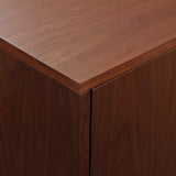 Modern Ember Marcel 72-in Smart Electric Fireplace TV Stand | 42” Firebox Heater | Multi-Flame Colors | Remote, Wi-Fi App, Alexa & Google | Fits TVs up to 80” | Warm Walnut with Brass Handles Modern Ember