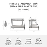 DHP Dusty Metal Bunk Bed with Secured Ladders, Twin/Full, Silver DHP