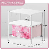 Sorbus 1 Drawer Shelf Storage Nightstand - Kids Bedside Furniture End Table Night Stand with Steel Frame Wood Top & Easy Pull Fabric Bins. Dresser & Chest for Home Bedroom Accessories Office & College Sorbus