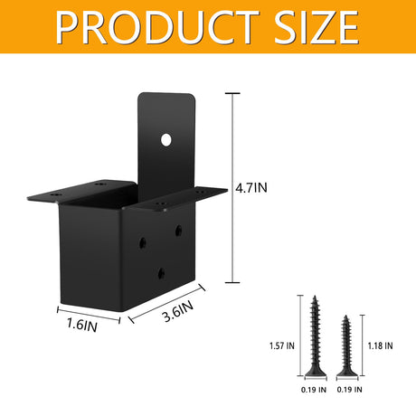 2x4 pergola Brackets kit (Actual: 1.6x3.6 Inch), 8 Pcs Pergola Post Top Rafter Brackets Deck Railing Brackets，2x4 Brackets for Wood，for Pergolas Gazebo Sunroom Carport(with Screws) XIHUWZ