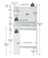 HOOBRO Over The Toilet Storage Cabinet, Farmhouse Over Toilet Bathroom Organizer with Doors and Adjustable Shelves, 31.5" W x 7.5" Dx 66.7" H, Space-Saving for Bathroom, Laundry, White WT80TS01N1 HOOBRO