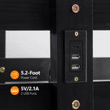 VINGLI Solid Wood Bunk Bed Twin Over Twin with LED Lights/USB Port Charge Station/Scoring Rungs, Convertible Bunk Beds with Extra 15 inches Tall Guardrial and Ladder for Kids, Black VINGLI