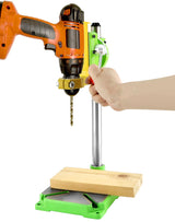 QWORK Drill Press Stand, Heavy Duty Floor Drilling Press/Rotary Tool Workstation,Table Top Drill Press 90° Rotating Fixed Frame for Drilling Collet, Drill Press Table, Drill Workbench Repair QWORK