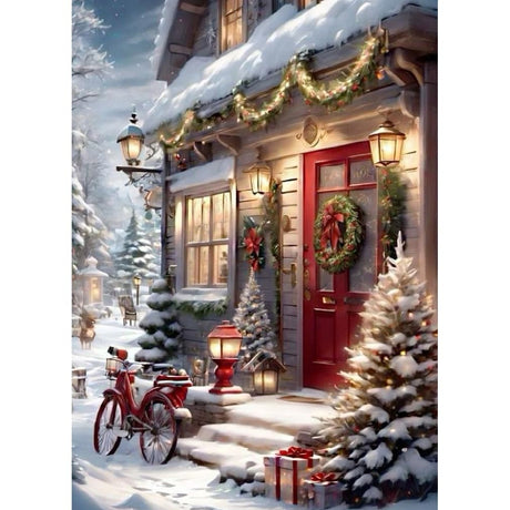 askkqtx Christmase Diamond Art Kits for Adults,Winter Christmase Snowscape Bike Diamond Painting Kits Full Drill Crystal Rhinestone Gem Art Craft Kits for Home Wall Decor 12X16Inch askkqtx