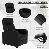 Massage Recliner Chair, Single Sofa Chair with Remote Control, Chair Recliner, Lazy Boy Recliner Chair, Living Room Recliners with Pu Leather Padded Seat Backrest, Recliner Chairs for Adults, Black MKDLUFEI