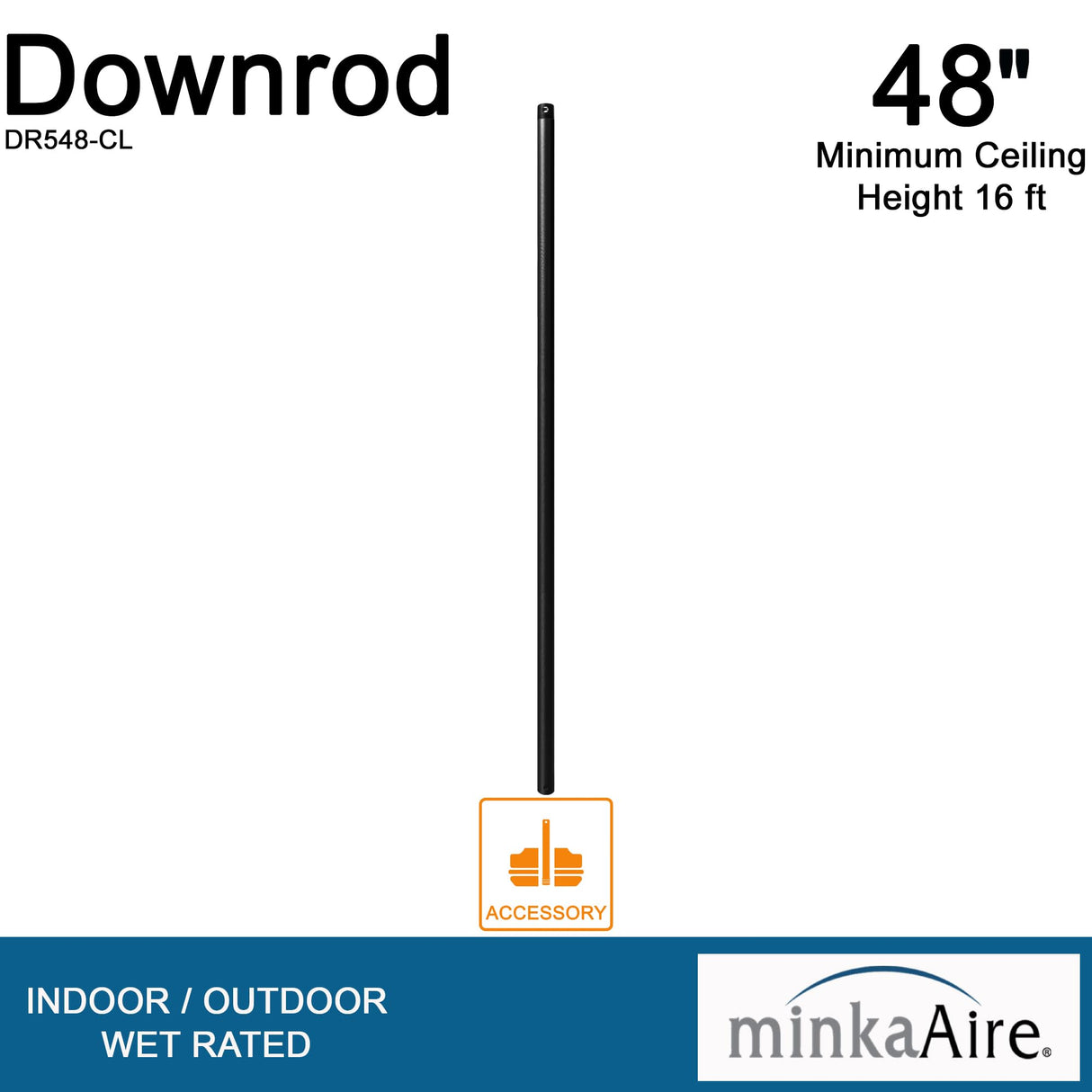 Minka-Aire 48 Inch Ceiling Fan Downrod - Coal - DR548-CL MINKA-AIRE