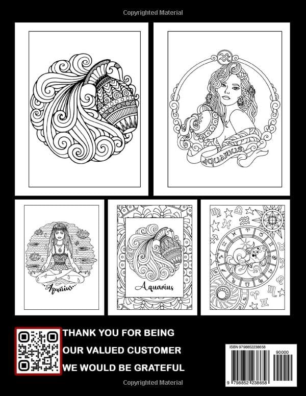 Aquarius Astrology Coloring Book: Entertaining Coloring Pages Featuring Unique Illustrations Of Astrological Sign For Relaxation And Creativity Majosta