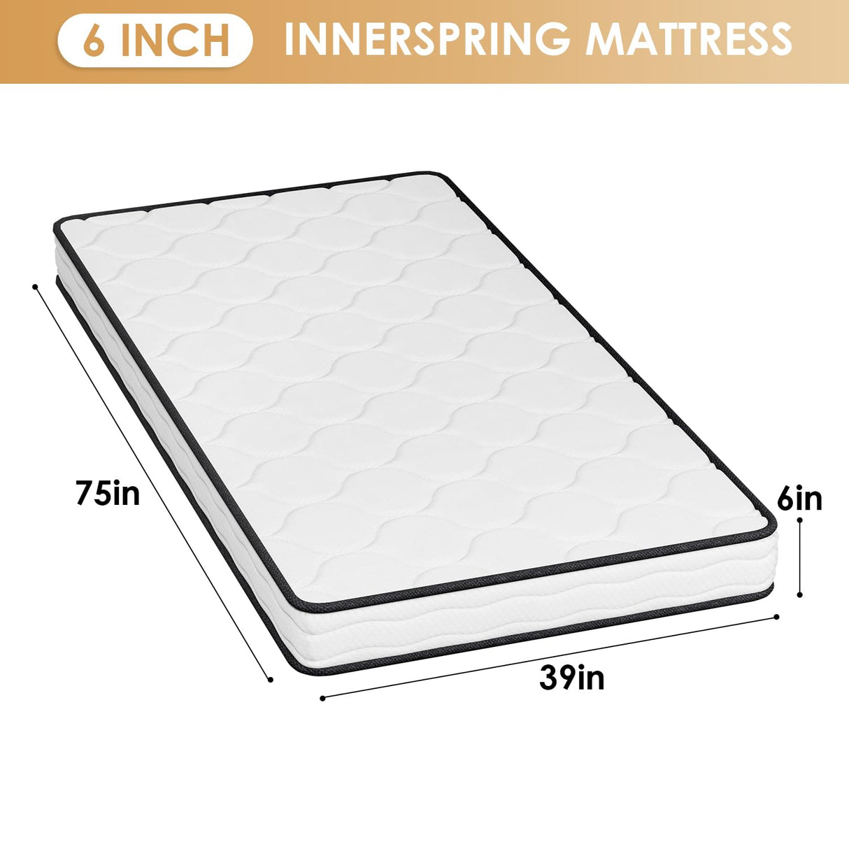 PayLessHere 6 Inch Hybrid Mattress with Innerspring and Foam/Fiberglass Free/Medium Firm Spring Mattress/Twin Size Mattress in a Box/CertiPUR-US Certified/Cool Sleep Pressure Relief PayLessHere