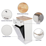 Betterhood Tilt Out Trash Cabinet 10 Gallon Wooden Free Standing Laundry Sorter Cabinet,Recycling Cabinet with Hideaway Drawer,Tilt Out Trash Cabinet Can Bin Kitchen (White) Betterhood