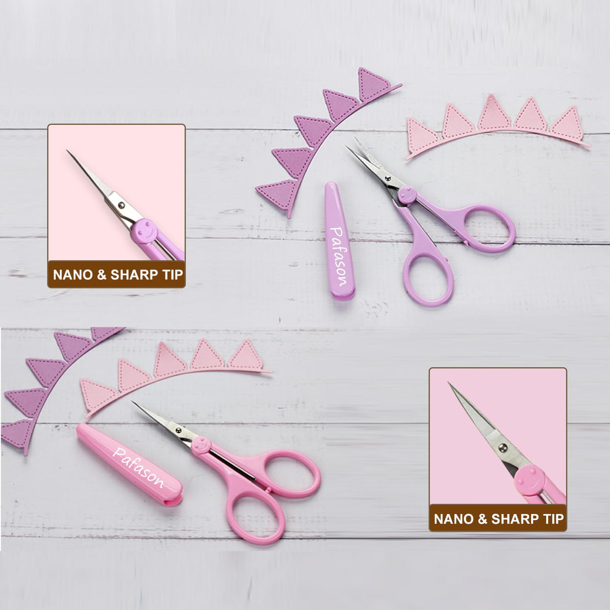 PAFASON 4" Stainless Steel Detail Craft Scissors Set with Straight Precise Tips & Safety Cap & TSA Complied Ideal for Scrapbooking, Paper Yarn Thread Fabric Cutting Sewing Quilting Embroidery Knitting Pafason