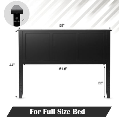 Giantex Adjustable Black Wooden Headboard for Full Beds with Solid Pine Construction - WoodArtSupply