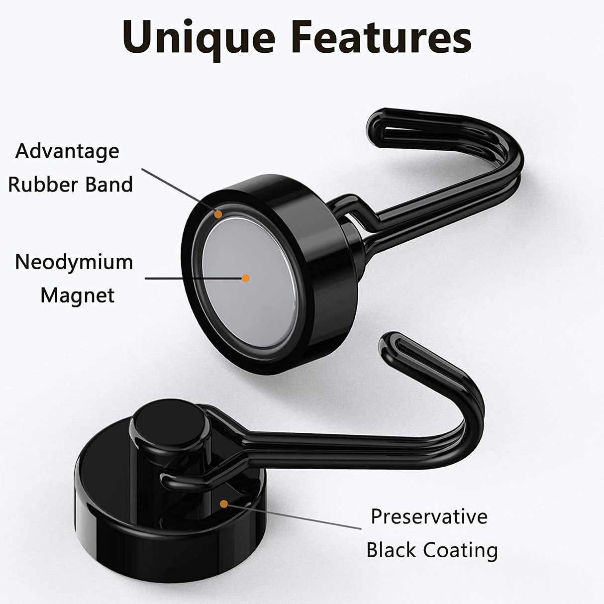 Tohoer Magnetic Hooks, Neodymium Magnets Hook Heavy Duty 30LBS with Rust Proof for Fridge, Refrigerator, Oven, Grill, BBQ, Key, Tools Holder, Kitchen, Outdoor, Hanging Wreaths, Utensil Hangers Tohoer