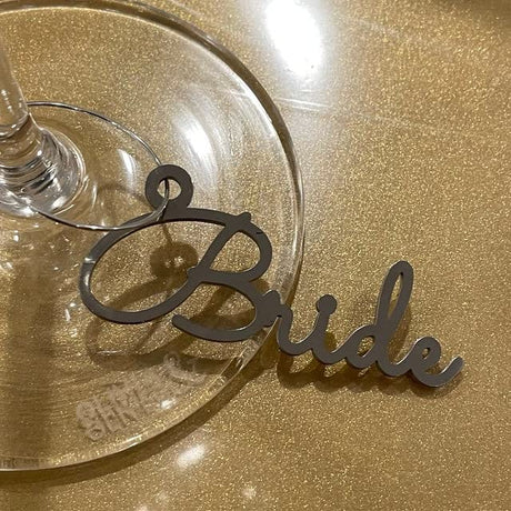 FranJohnsonHouse Personalized Wine Glass Charm Small Laser Cut Table Name & Hole Place Card Custom Sign Acrylic Gift Tag Wedding Favors Wooden Place Setting Decor Bridal Party Metal Drink Marker FranJohnsonHouse