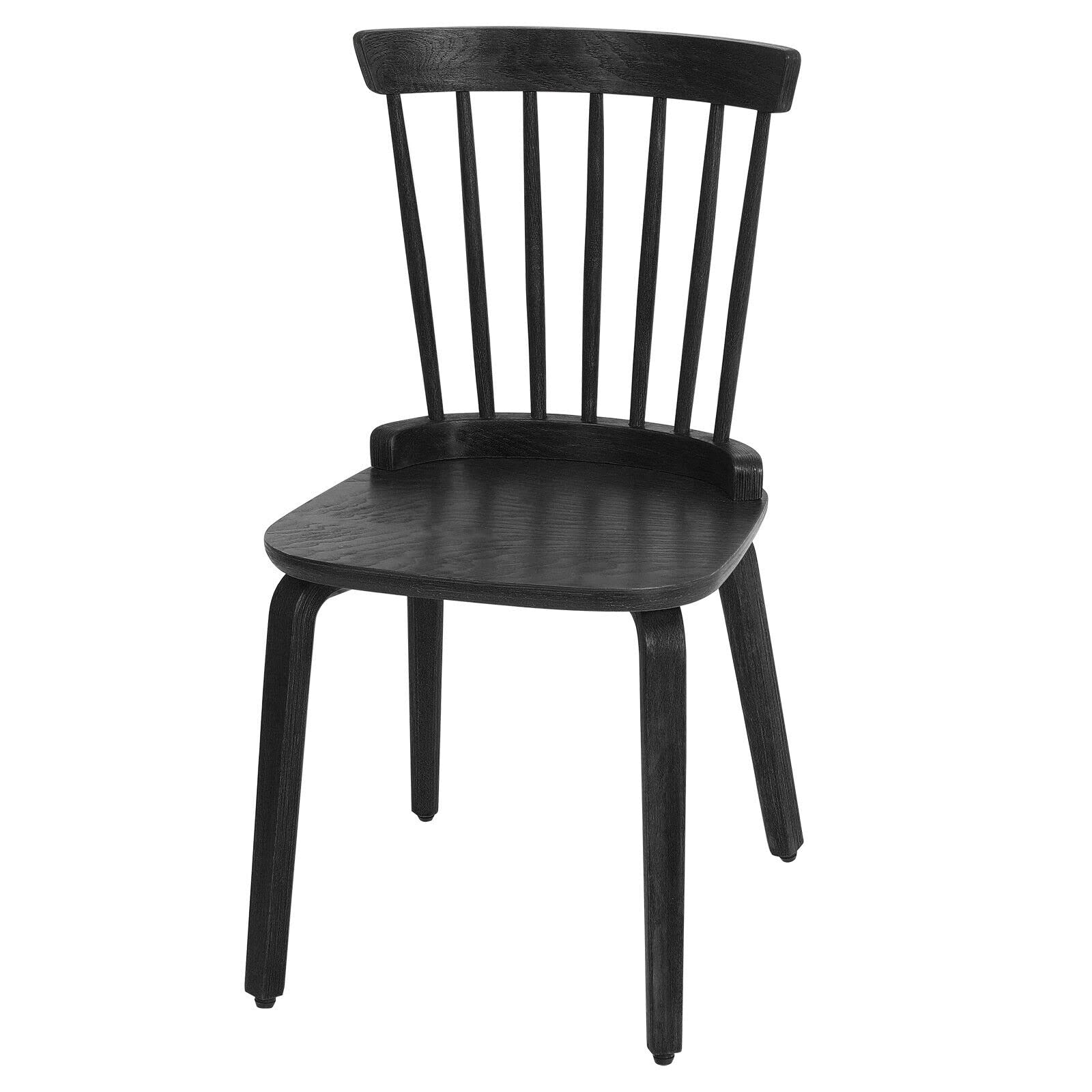 Bekrvio Black Dining Chairs Set of 4 Windsor Chairs with Bentwood Legs, Farmhouse Spindle Back Dining Chair, Vintage Mid-century Country Style, Solid Wood Armless Kitchen Side Chairs for Livi - WoodArtSupply