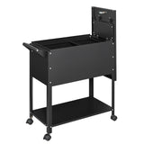 Yizosh Metal Rolling File Storage Cart with Wheels, Mobile File Cabinet with Lock, Filing Cabinet Organizer for Legal/A4 (Black) Yizosh
