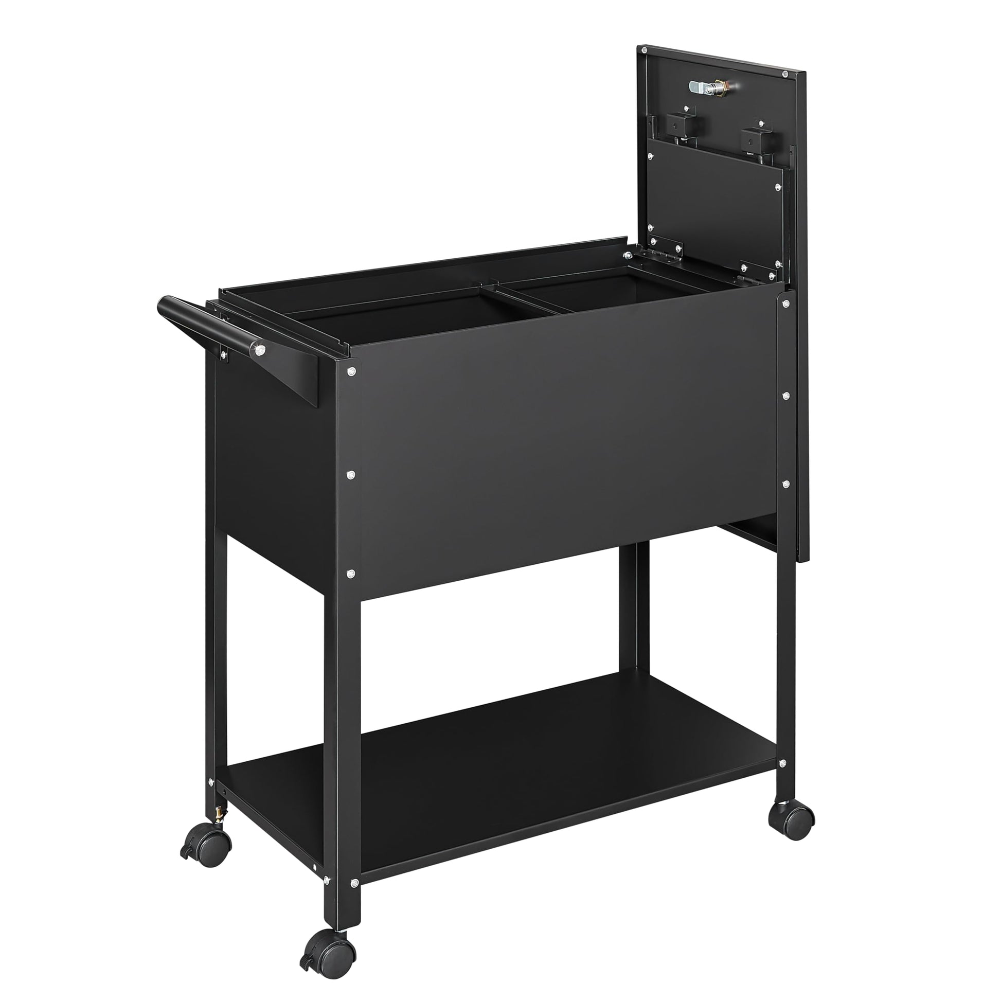 Yizosh Metal Rolling File Storage Cart with Wheels, Mobile File Cabinet with Lock, Filing Cabinet Organizer for Legal/A4 (Black) - WoodArtSupply