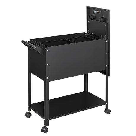 Yizosh Metal Rolling File Storage Cart with Wheels, Mobile File Cabinet with Lock, Filing Cabinet Organizer for Legal/A4 (Black) Yizosh