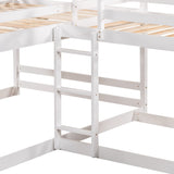 LUMISOL Bunk Bed for 4 People, Full and Twin Size L-Shaped Bunk Bed with Slide and Ladder, White LUMISOL