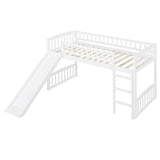Merax Twin Size Loft Bed with Slide and Ladder, White Wooden Bed Frame, No Box Spring Needed Merax