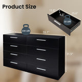 GODECOR 8 Drawer Dresser for Bedroom, Black Chest of Drawers, Wooden Bedroom TV Stand, Large Dresser Storage Chest with Deep Drawers, Living Room Furniture, 55.1" GODECOR