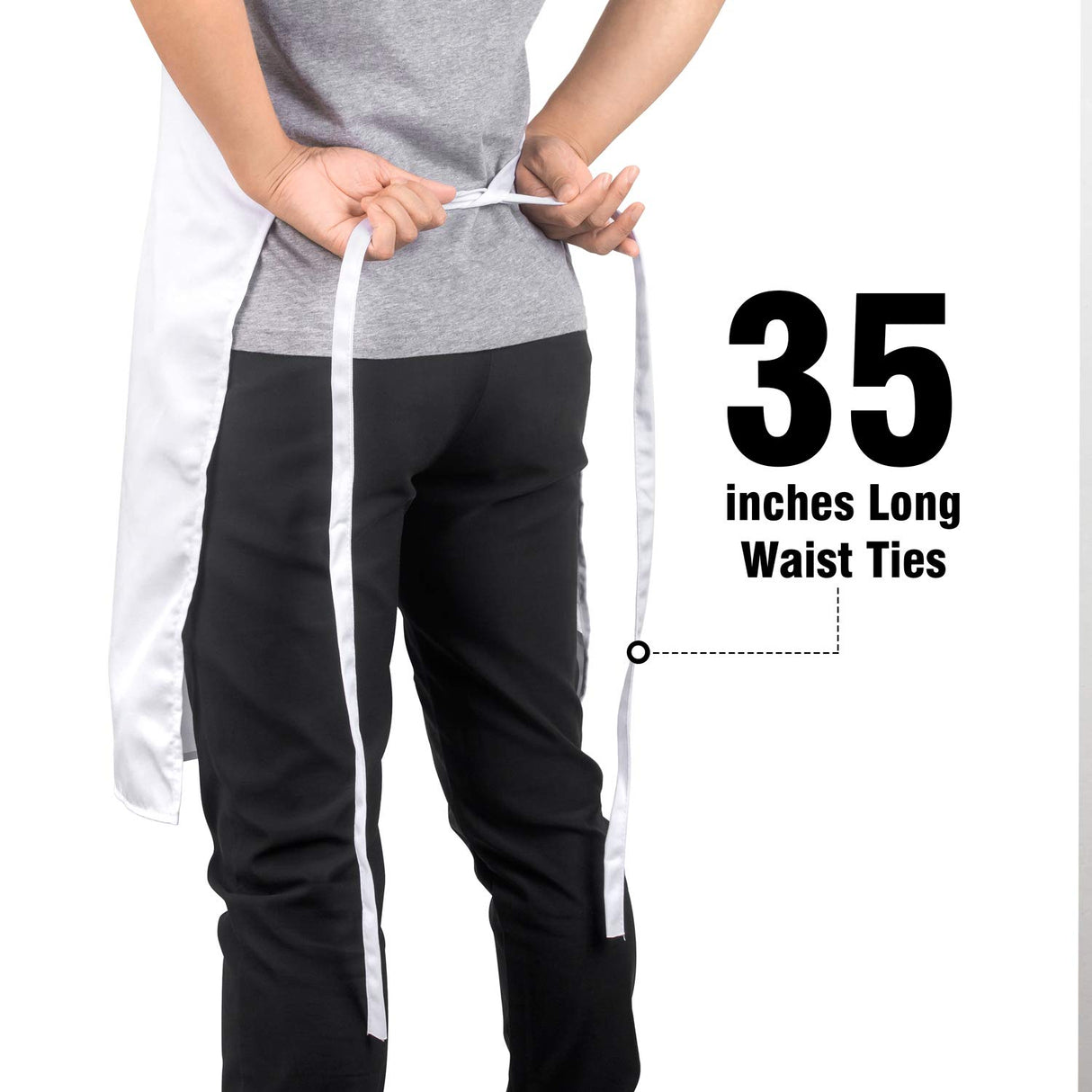 Xornis 2 Pack Bib Aprons with 2 Pockets Kitchen Apron Cooking Chef, White Xornis